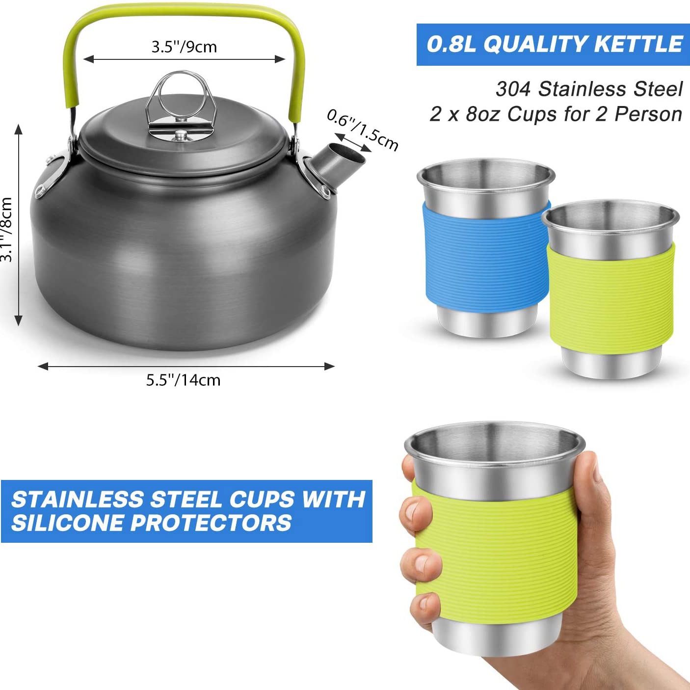 Outdoor Camping Cook Set with  - Camping Cooking Set With Kettle 评论和价格