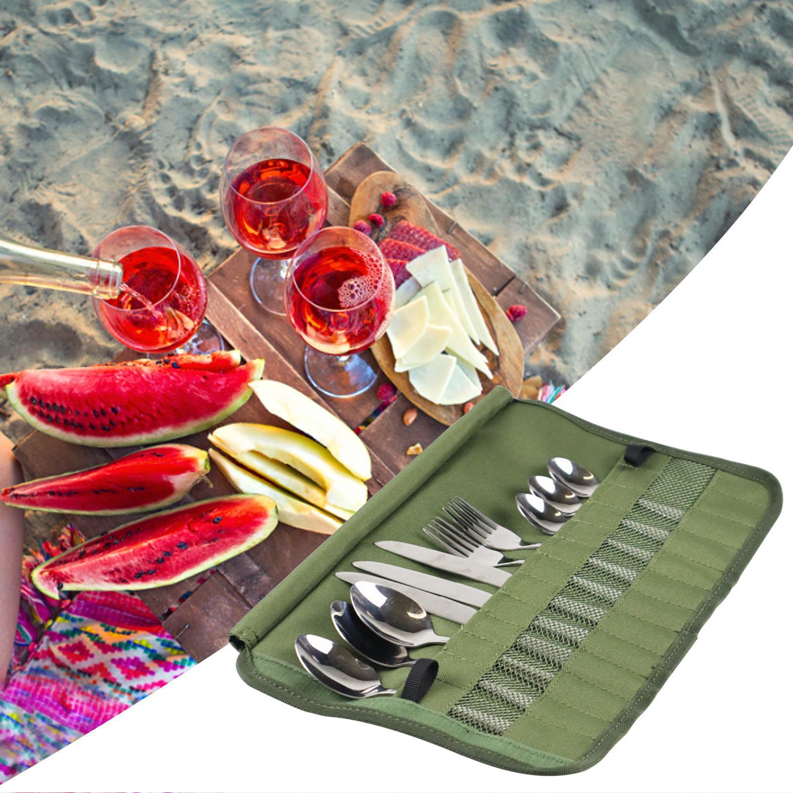 Camping Tableware Roll Bag Kit - Camping Cooking Box Set 评论和价格