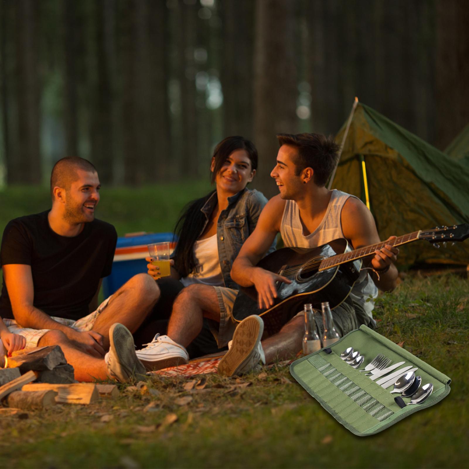 Camping Tableware Roll Bag Kit - Camping Cooking Box Set 评论和价格