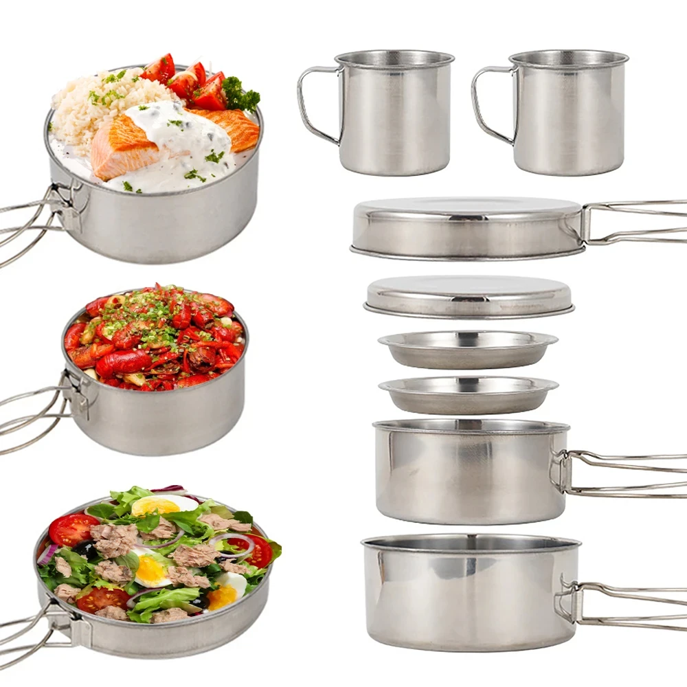 8pcs/Set Camping Cookware Mess - Camping Cooking Ware Set 评论和价格