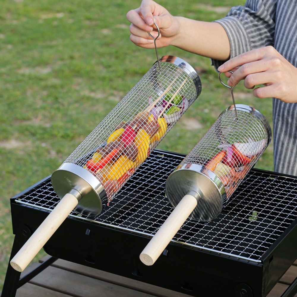 Stainless Steel Rolling BBQ Gr - Camping Cooking Device 评论和价格