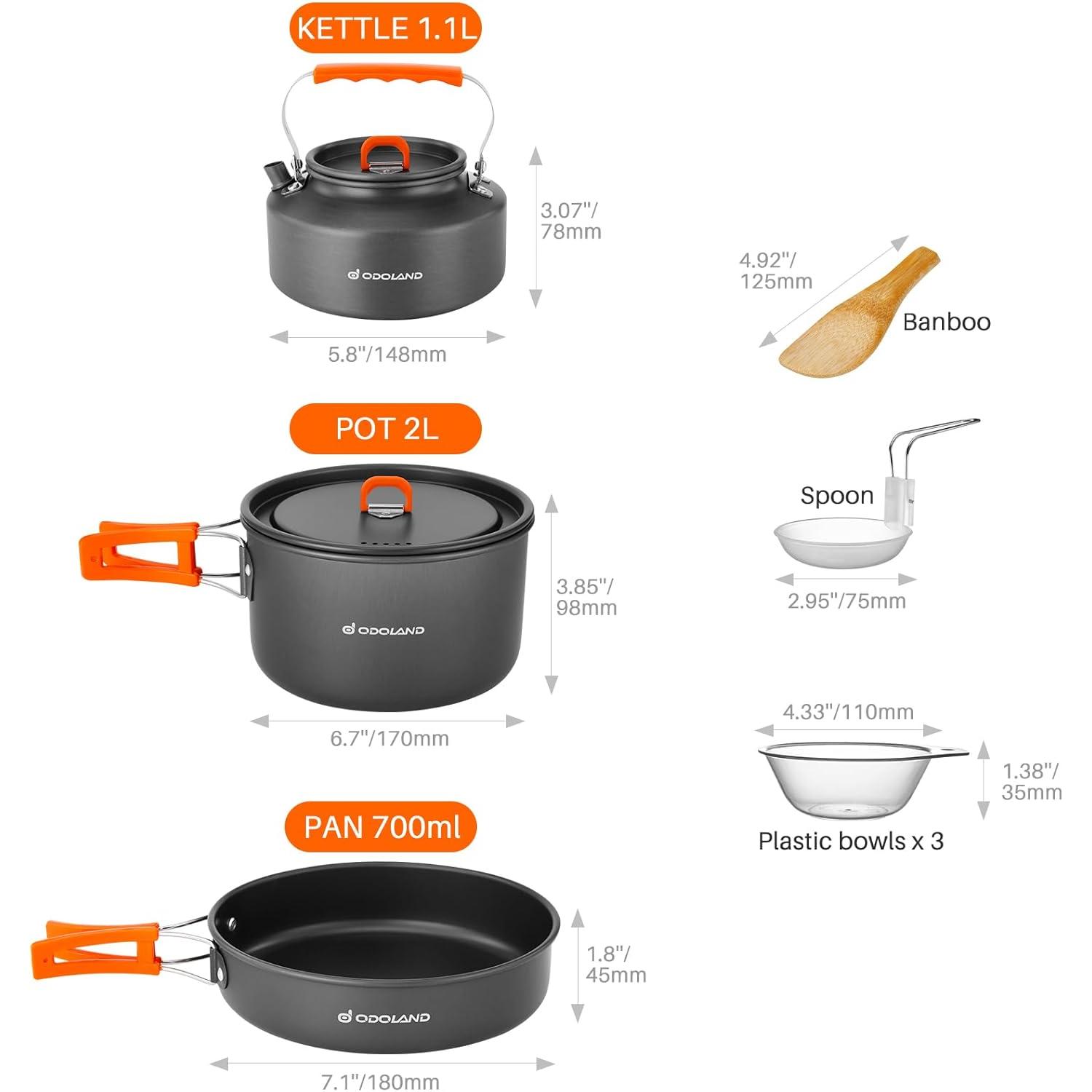 Odoland 10pcs Camping Cookware - Camping Cooking Ware Set 评论和价格