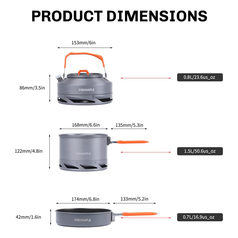 Fire Maple Camping Cookware Ut - Camping Cooking Set With Kettle 评论和价格