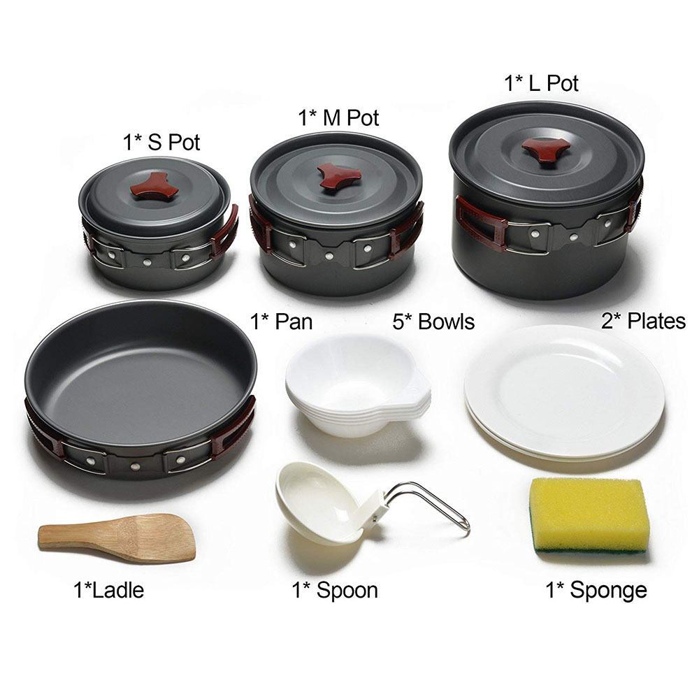 Outdoor Camping Cookware Kit N - Camping Cooking Ware Set 评论和价格